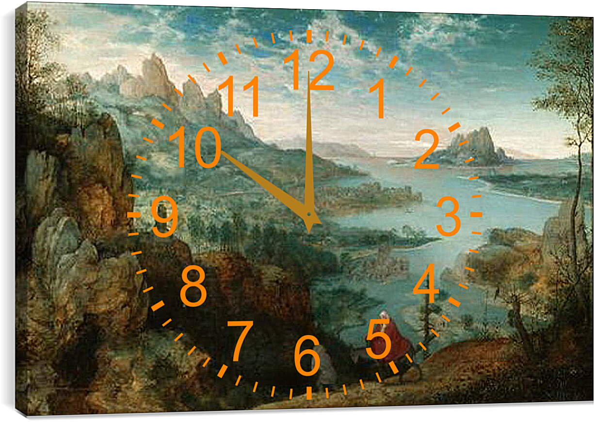 Часы картина - Пейзаж с бегством в Египе. Брейгель Питер Старший
