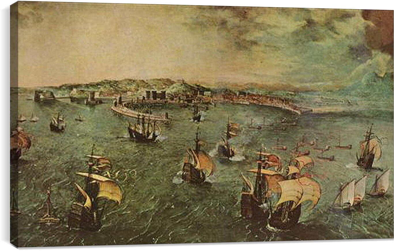 Постер и плакат - Морской бой в гавани Неап. Брейгель Питер Старший
