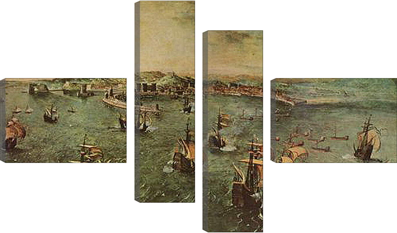 Модульная картина - Морской бой в гавани Неап. Брейгель Питер Старший
