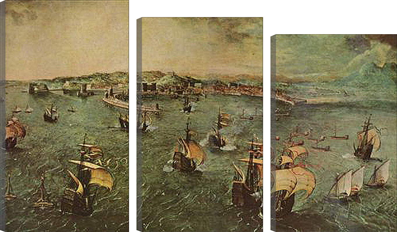 Модульная картина - Морской бой в гавани Неап. Брейгель Питер Старший

