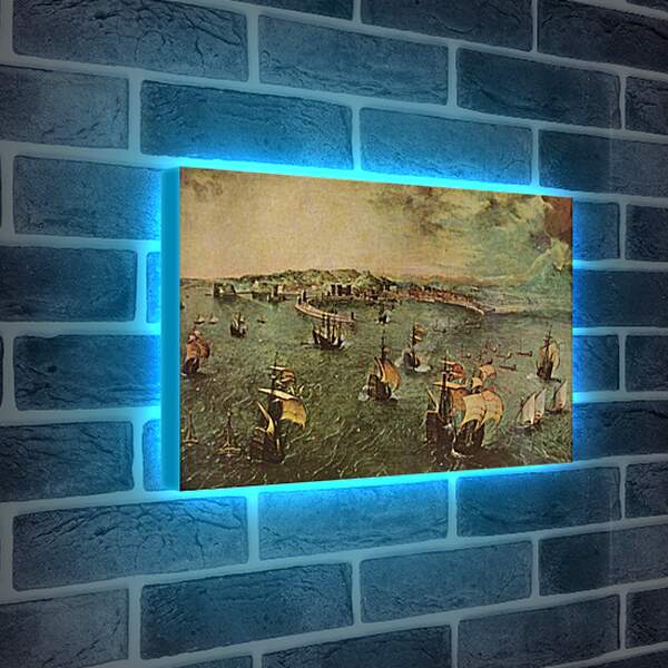 Лайтбокс световая панель - Морской бой в гавани Неап. Брейгель Питер Старший
