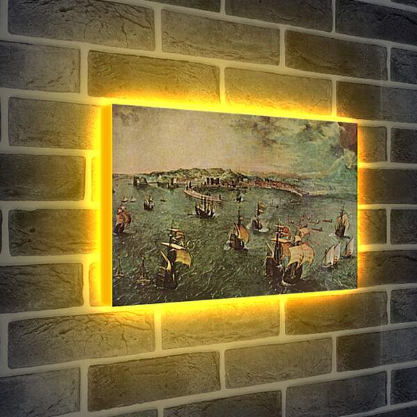 Лайтбокс световая панель - Морской бой в гавани Неап. Брейгель Питер Старший
