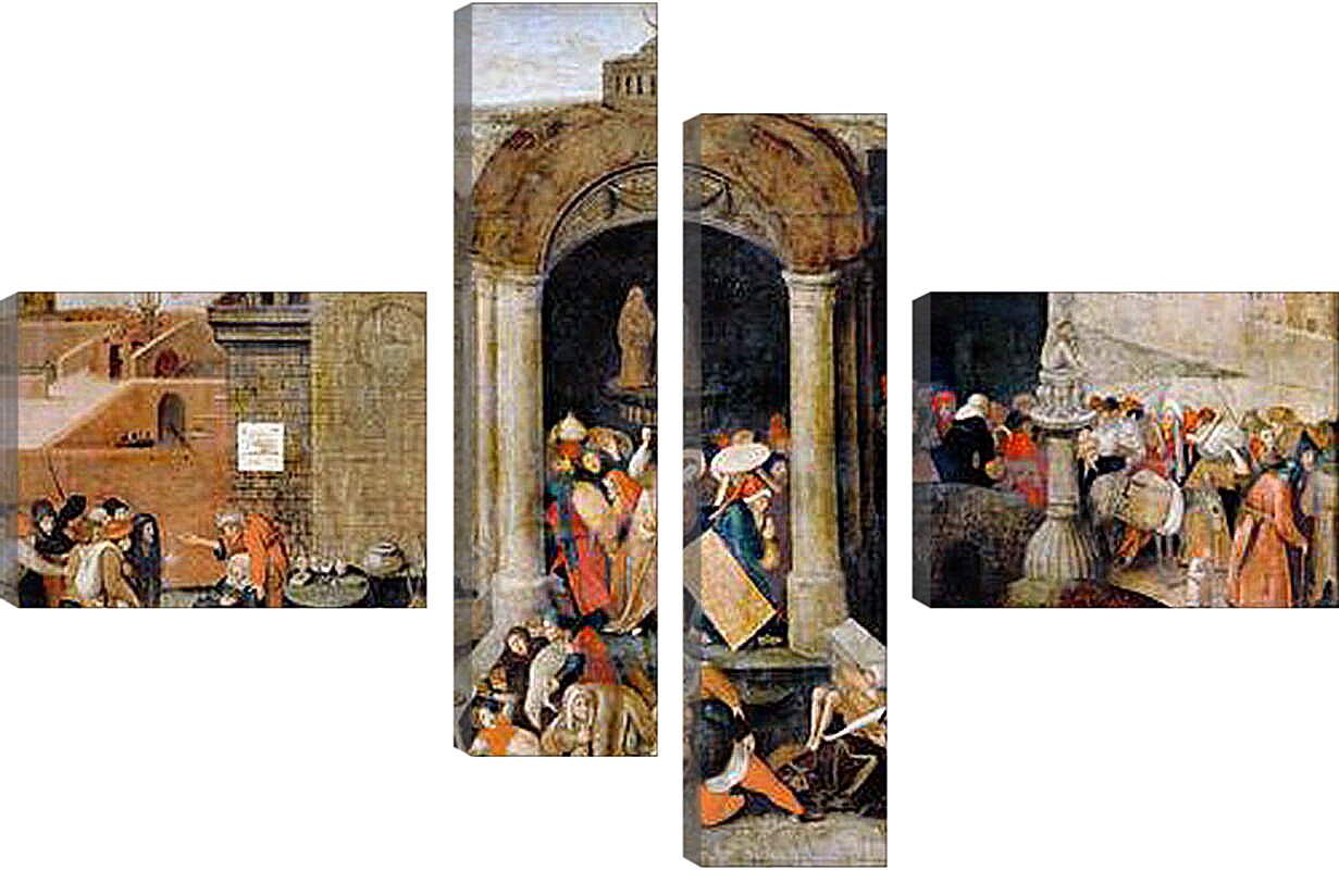Модульная картина - Изгнание торговцев из храма. Брейгель Питер Старший
