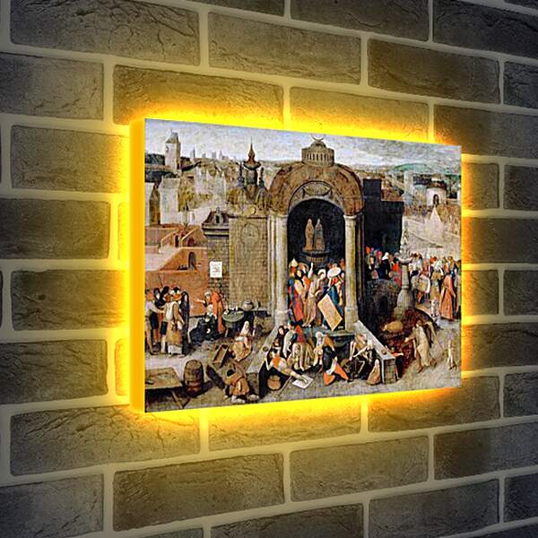 Лайтбокс световая панель - Изгнание торговцев из храма. Брейгель Питер Старший
