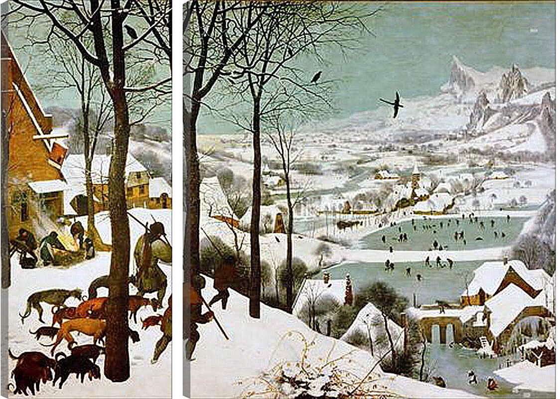 Модульная картина - Охотники на снегу. Брейгель Питер Старший
