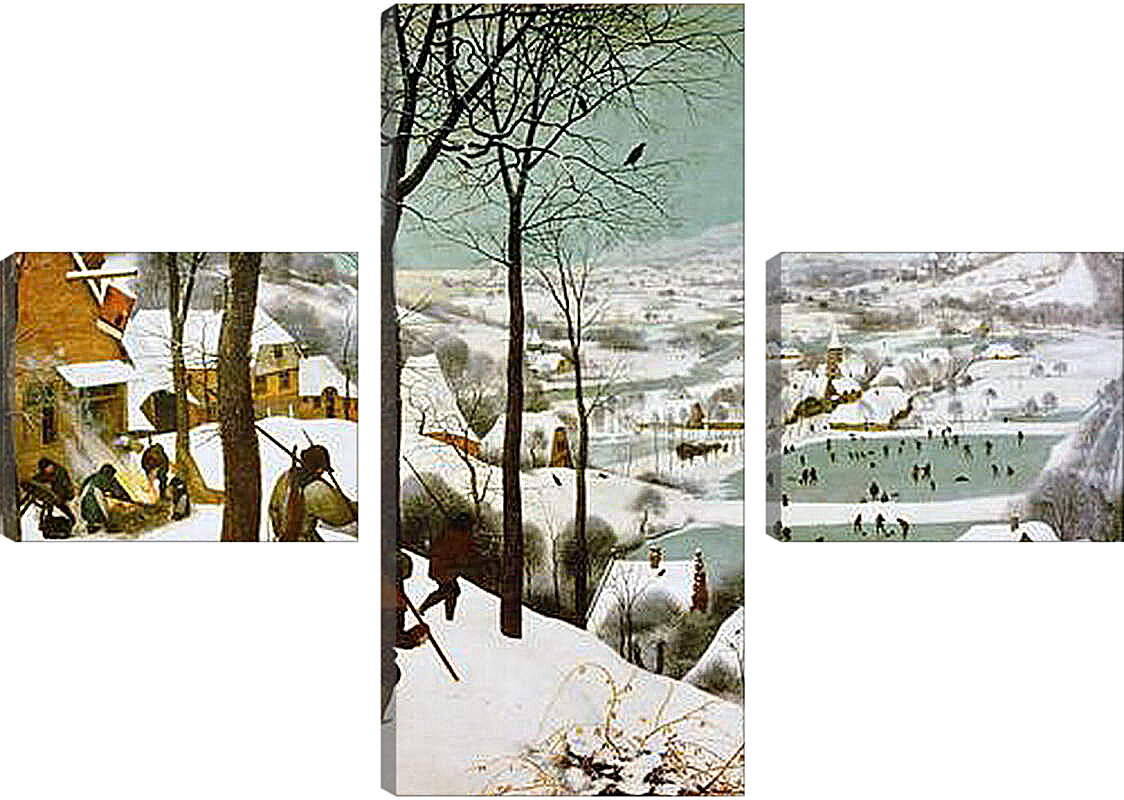 Модульная картина - Охотники на снегу. Брейгель Питер Старший
