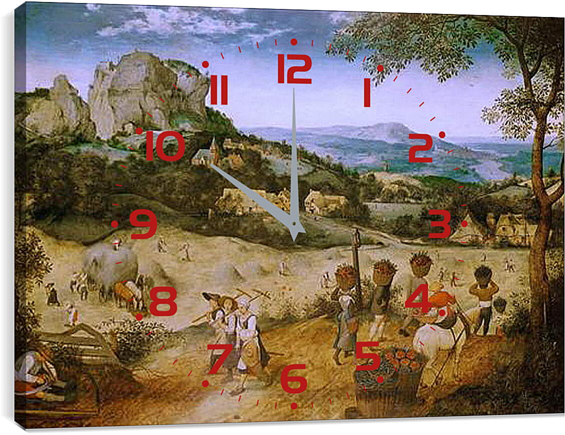 Часы картина - Сенокос-июль. Брейгель Питер Старший
