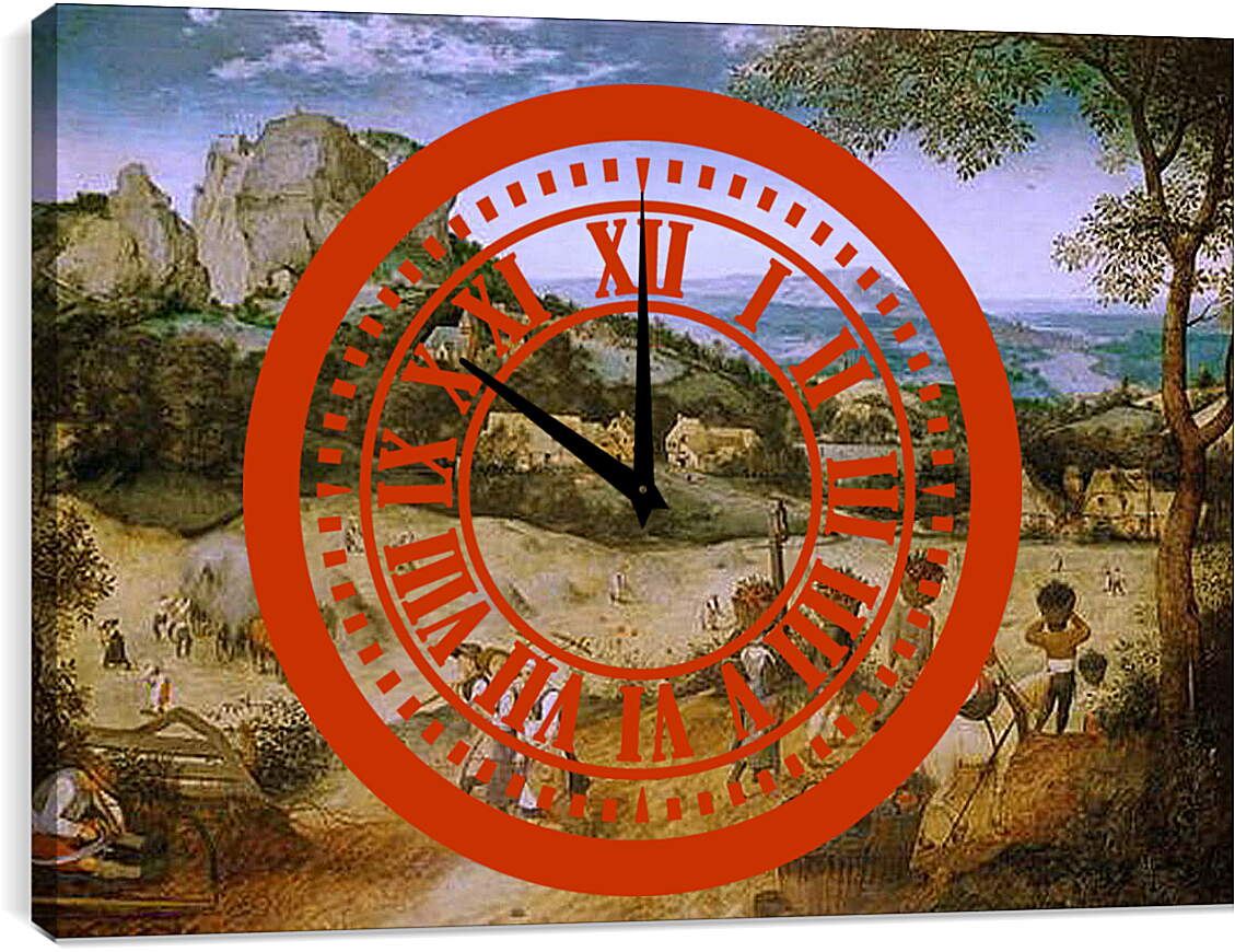 Часы картина - Сенокос-июль. Брейгель Питер Старший
