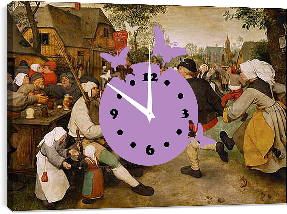 Часы картина - Крестьянский танец. Брейгель Питер Старший
