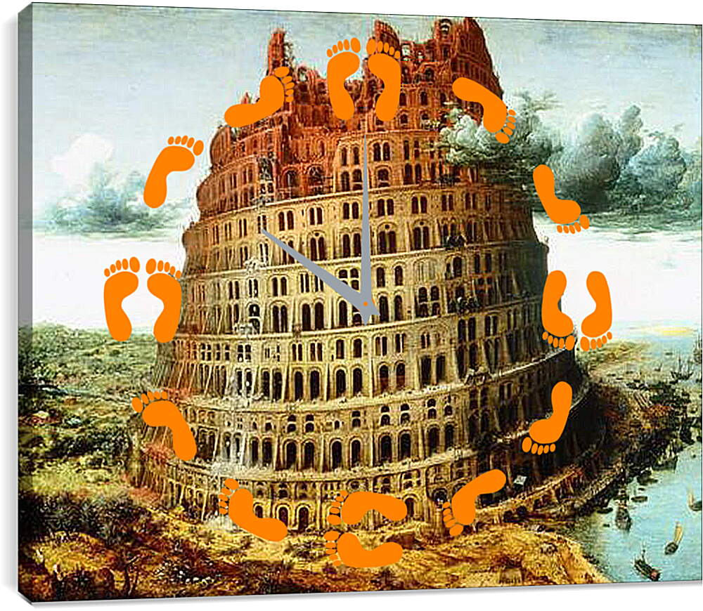 Часы картина - Вавилонская башня. Брейгель Питер Старший
