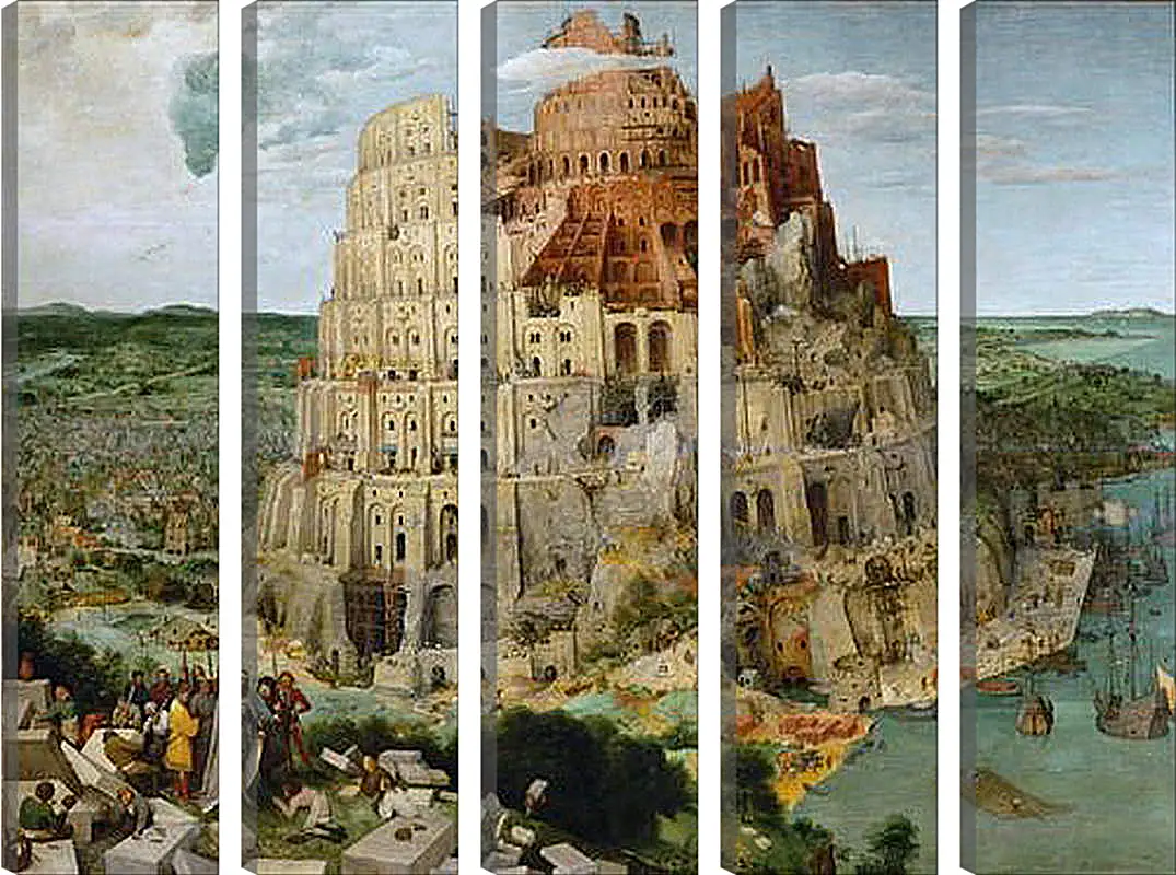 Модульная картина - Вавилонская башня [The Tower of Babel]. Брейгель Питер Старший