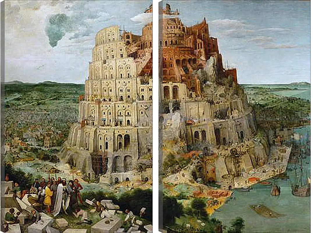 Модульная картина - Вавилонская башня [The Tower of Babel]. Брейгель Питер Старший