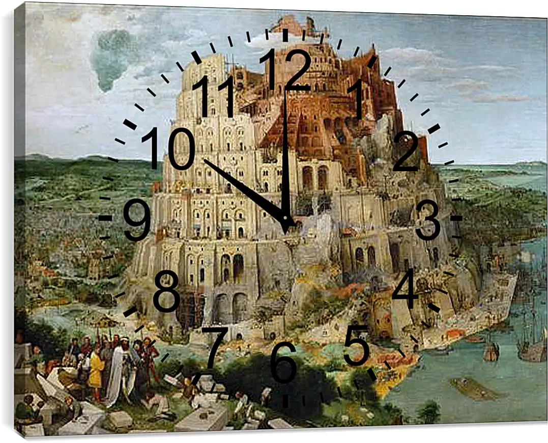 Часы картина - Вавилонская башня [The Tower of Babel]. Брейгель Питер Старший