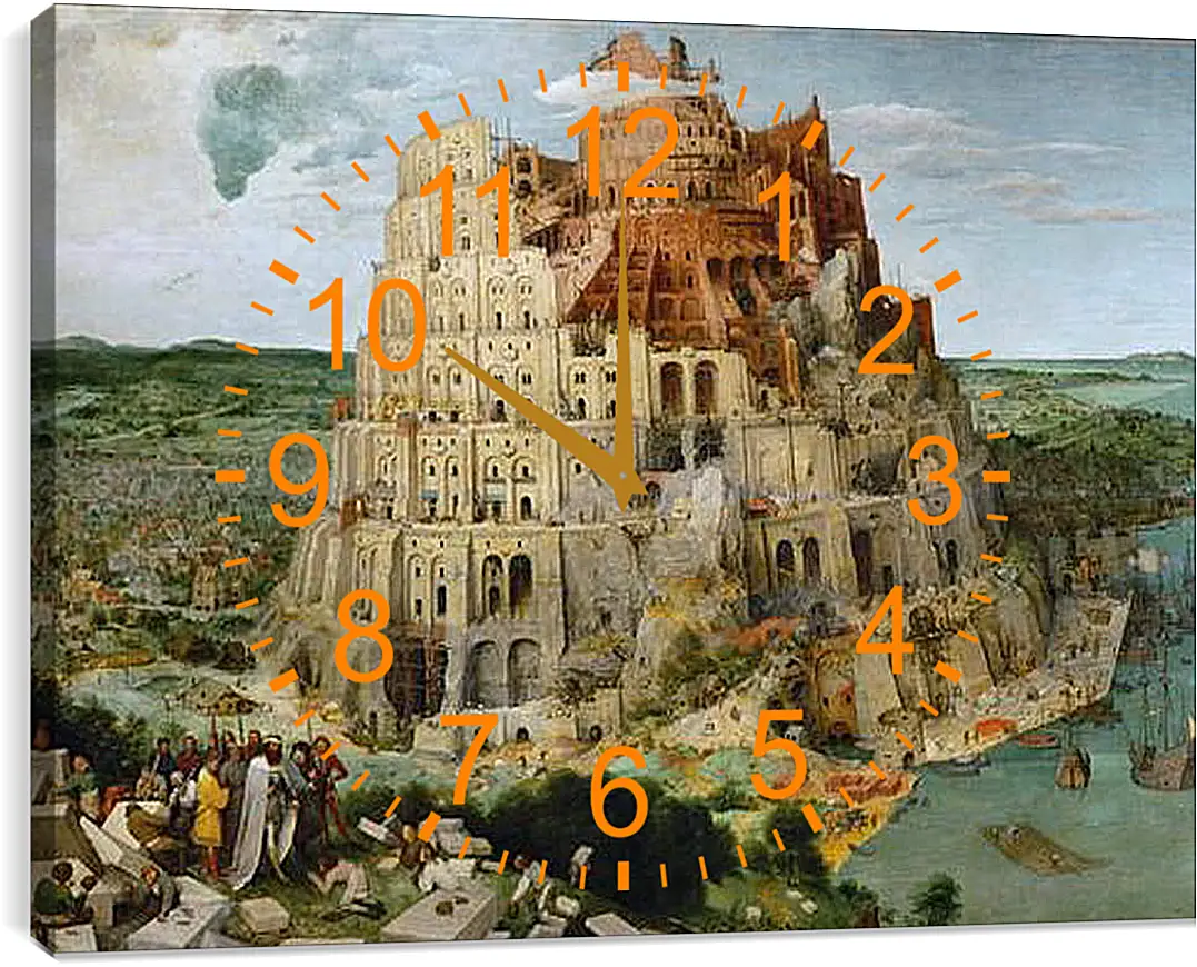 Часы картина - Вавилонская башня [The Tower of Babel]. Брейгель Питер Старший