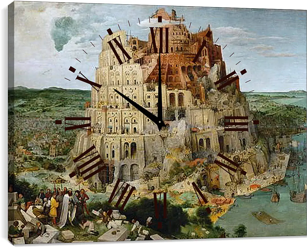 Часы картина - Вавилонская башня [The Tower of Babel]. Брейгель Питер Старший