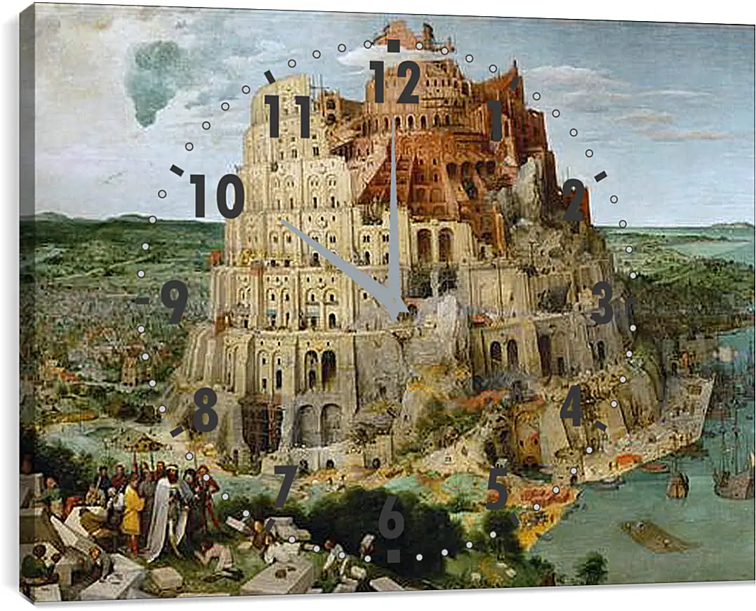 Часы картина - Вавилонская башня [The Tower of Babel]. Брейгель Питер Старший