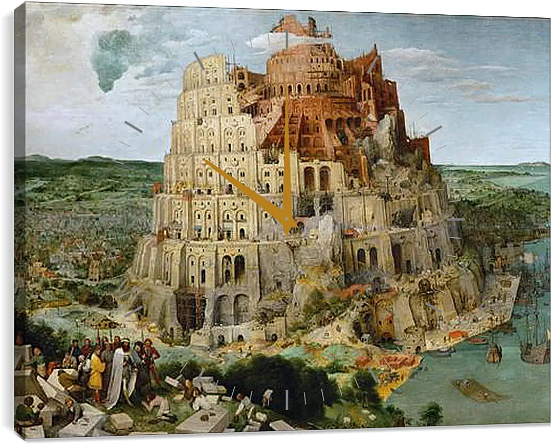 Часы картина - Вавилонская башня [The Tower of Babel]. Брейгель Питер Старший