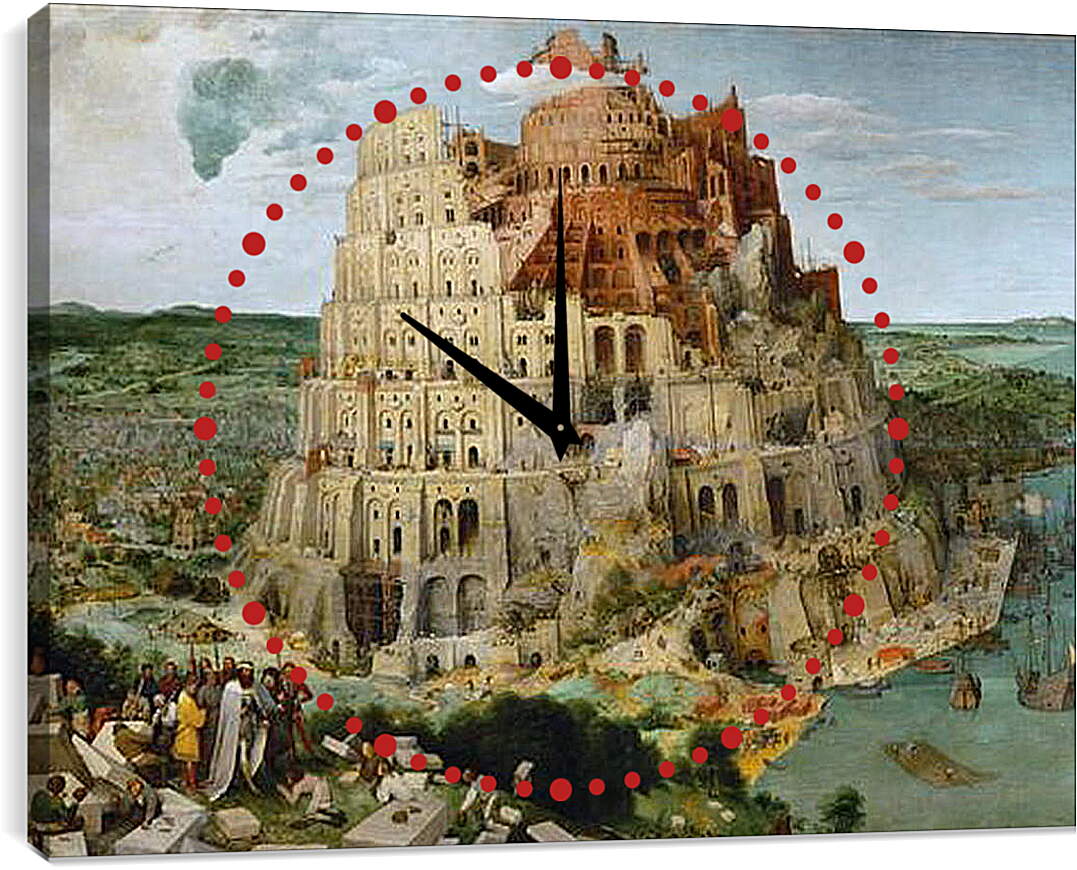 Часы картина - Вавилонская башня [The Tower of Babel]. Брейгель Питер Старший
