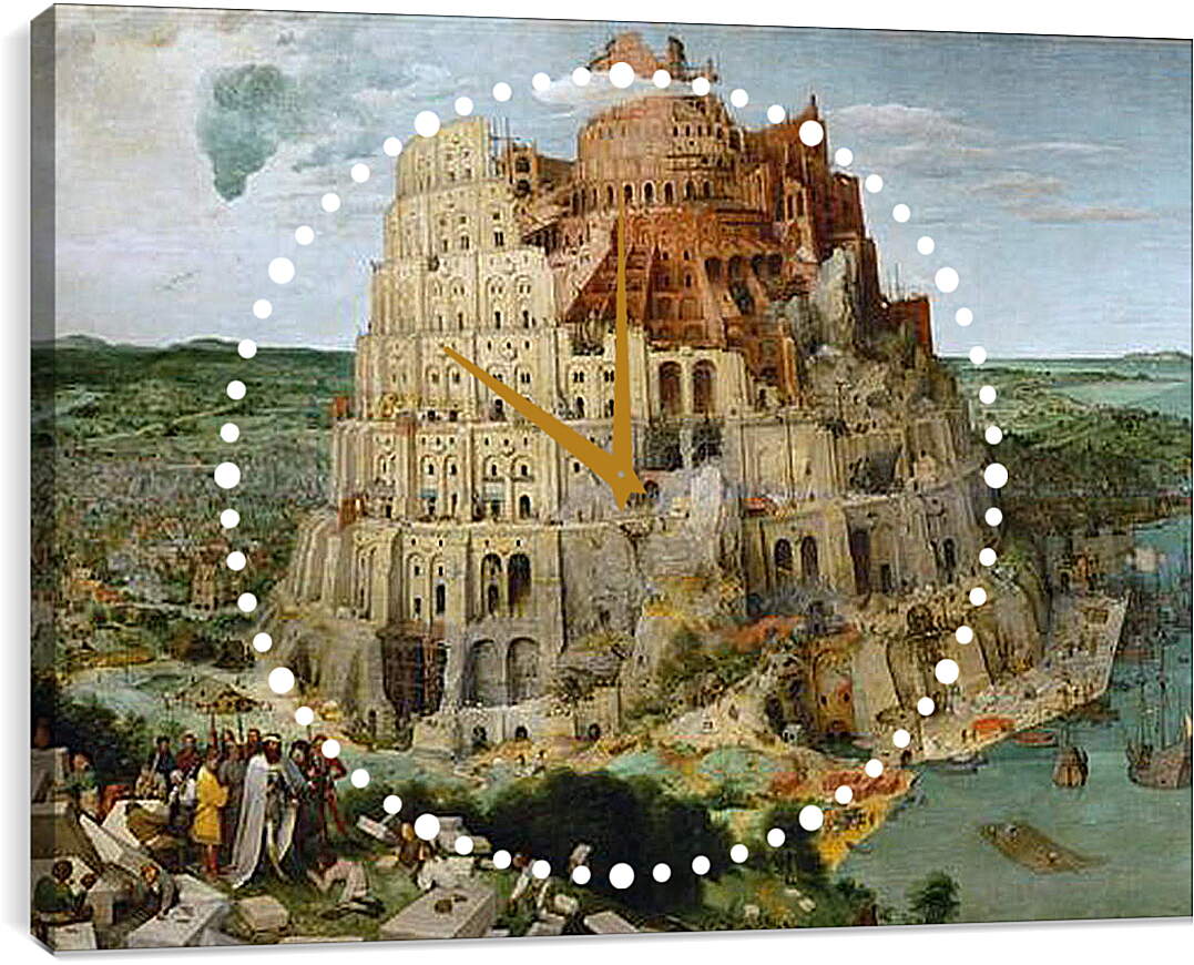 Часы картина - Вавилонская башня [The Tower of Babel]. Брейгель Питер Старший
