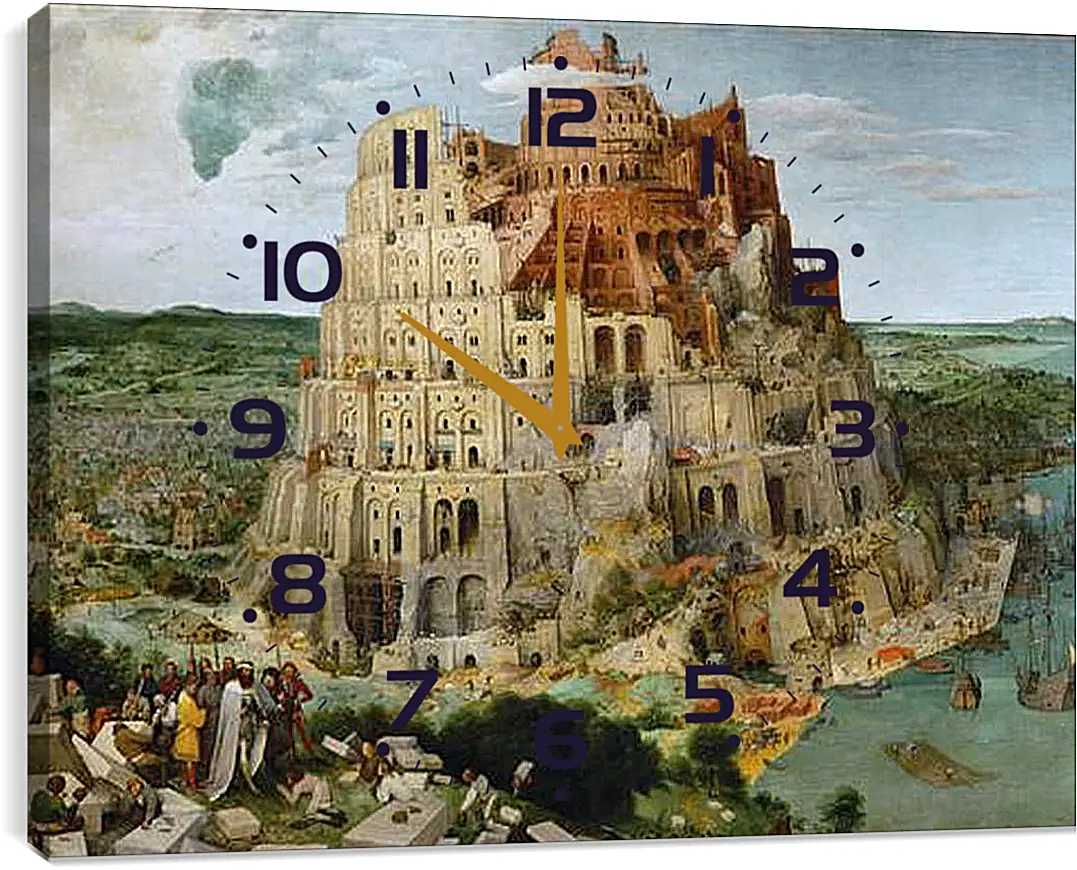 Часы картина - Вавилонская башня [The Tower of Babel]. Брейгель Питер Старший
