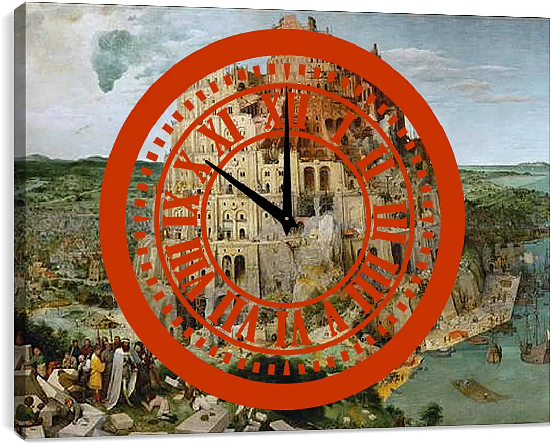 Часы картина - Вавилонская башня [The Tower of Babel]. Брейгель Питер Старший