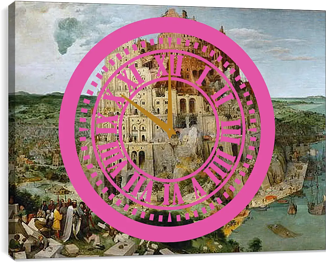 Часы картина - Вавилонская башня [The Tower of Babel]. Брейгель Питер Старший