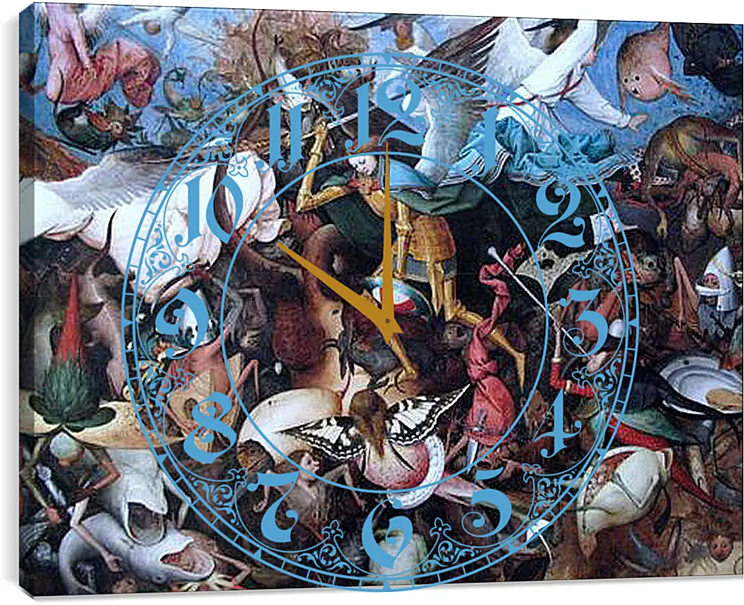 Часы картина - The Fall of the Rebel Angels. Брейгель Питер Старший