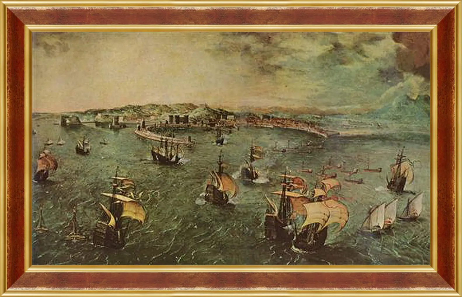 Картина в раме - Hafen von Neapel. Брейгель Питер Старший