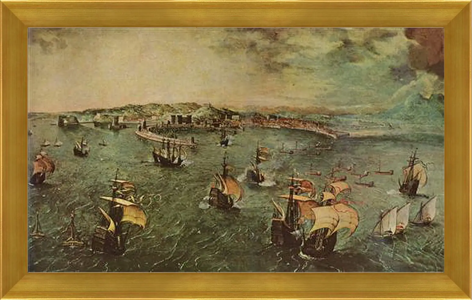 Картина в раме - Hafen von Neapel. Брейгель Питер Старший
