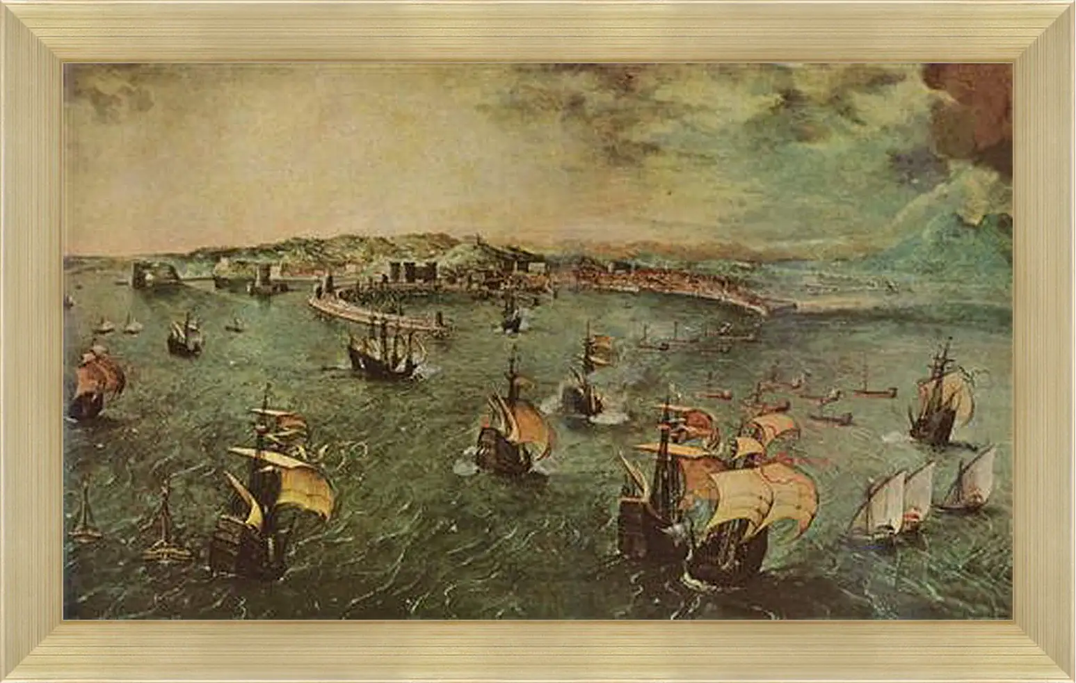 Картина в раме - Hafen von Neapel. Брейгель Питер Старший