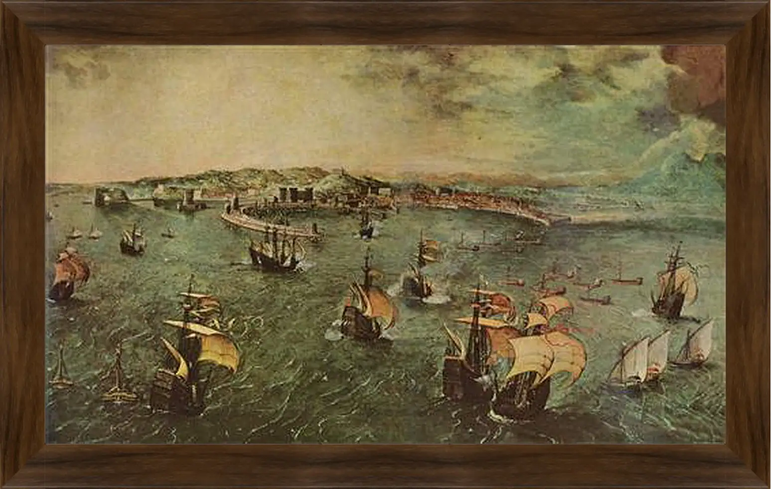 Картина в раме - Hafen von Neapel. Брейгель Питер Старший