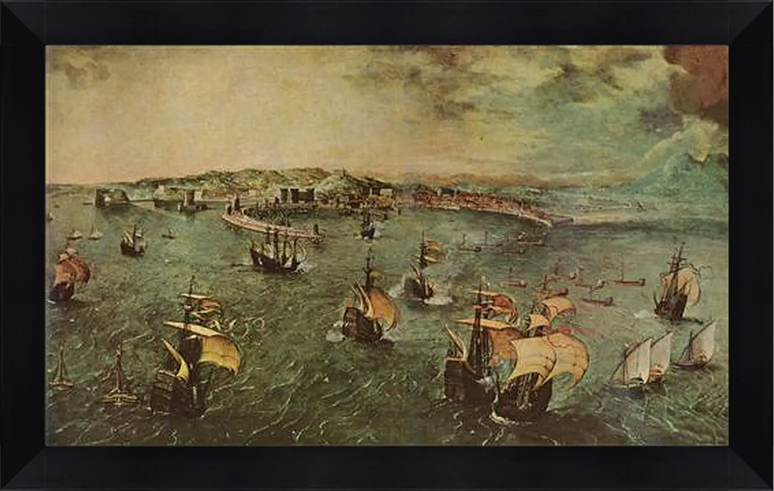 Картина в раме - Hafen von Neapel. Брейгель Питер Старший