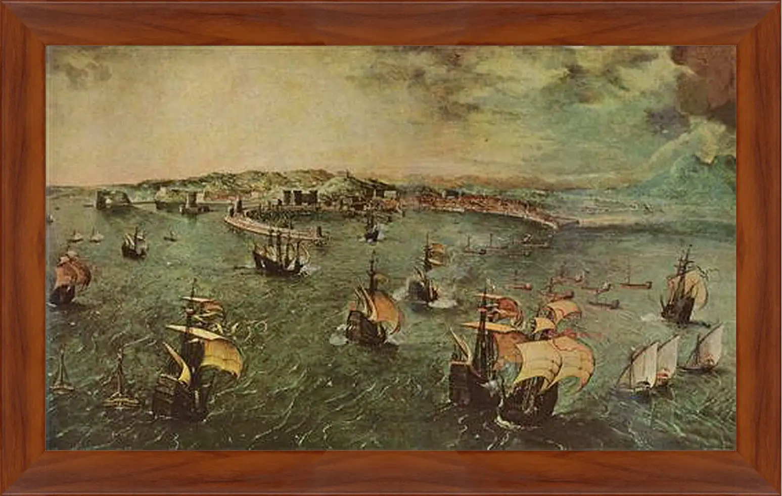 Картина в раме - Hafen von Neapel. Брейгель Питер Старший