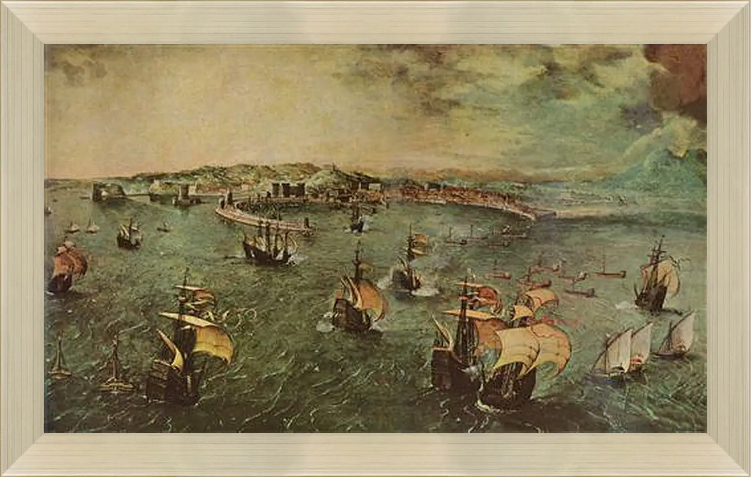 Картина в раме - Hafen von Neapel. Брейгель Питер Старший