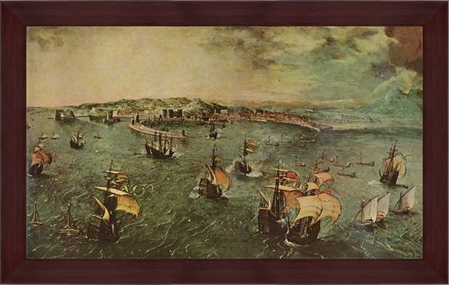 Картина в раме - Hafen von Neapel. Брейгель Питер Старший