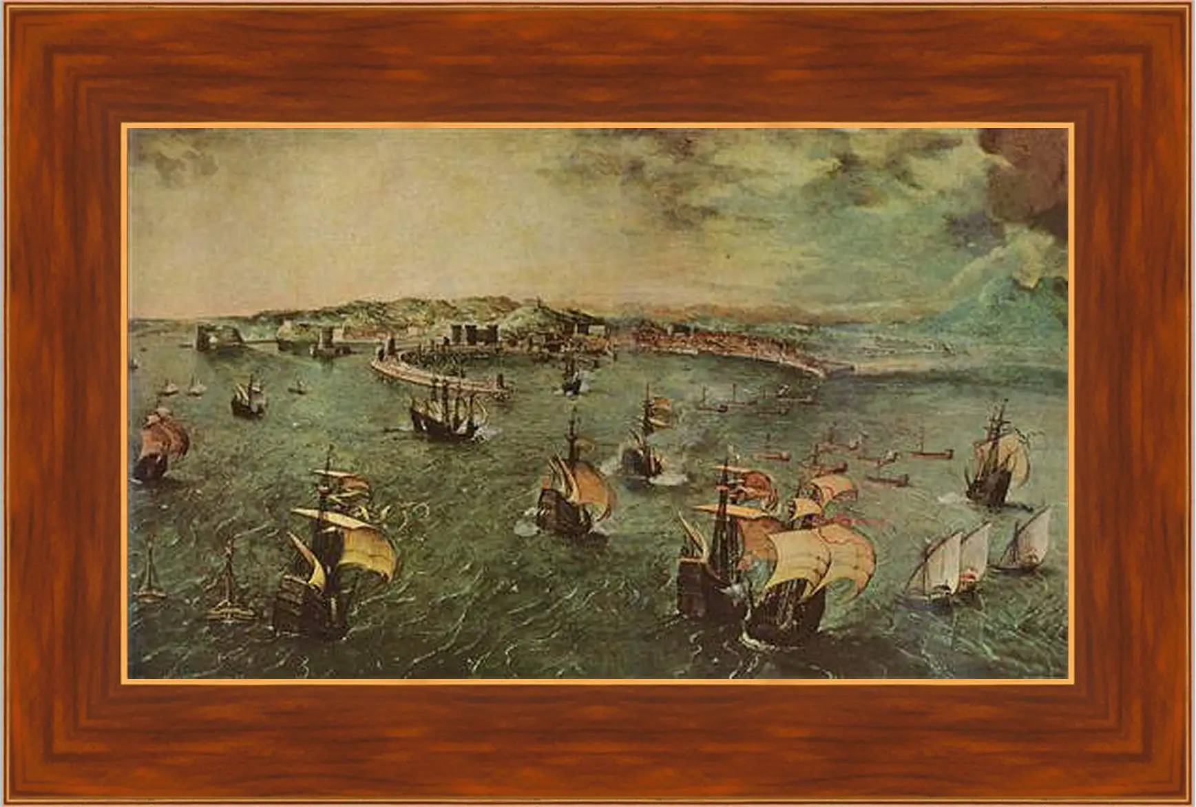 Картина в раме - Hafen von Neapel. Брейгель Питер Старший