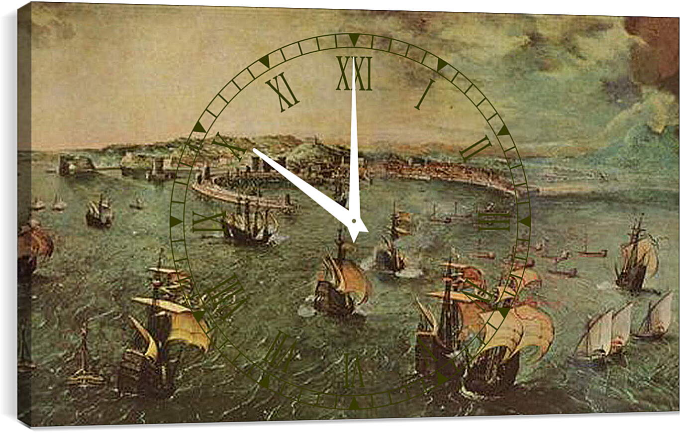 Часы картина - Hafen von Neapel. Брейгель Питер Старший
