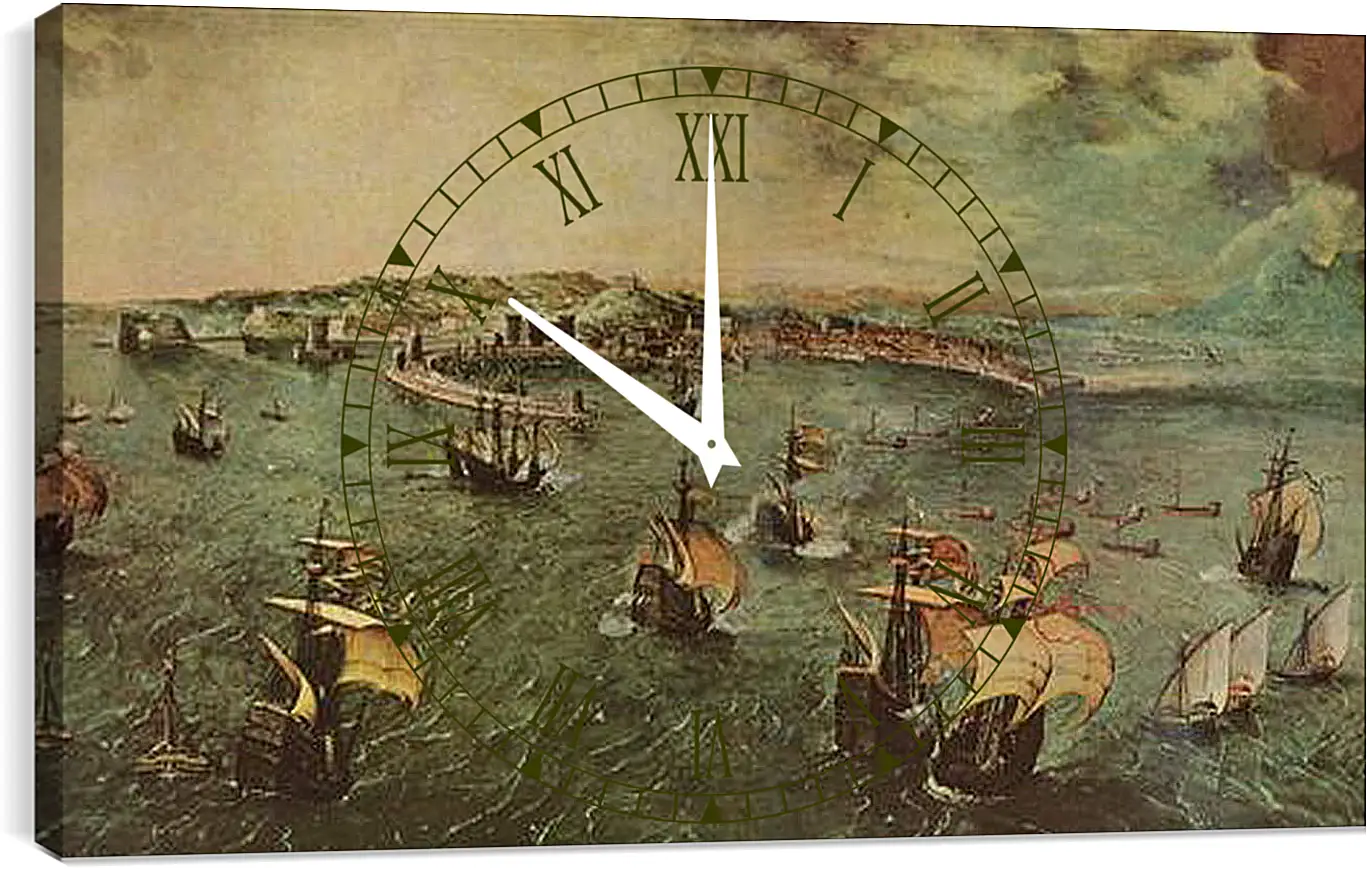 Часы картина - Hafen von Neapel. Брейгель Питер Старший