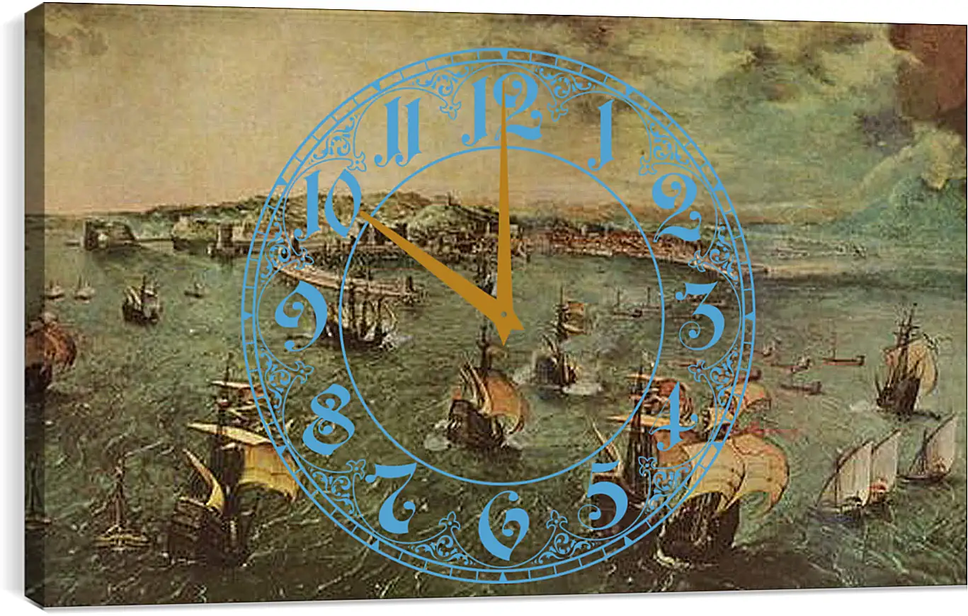 Часы картина - Hafen von Neapel. Брейгель Питер Старший