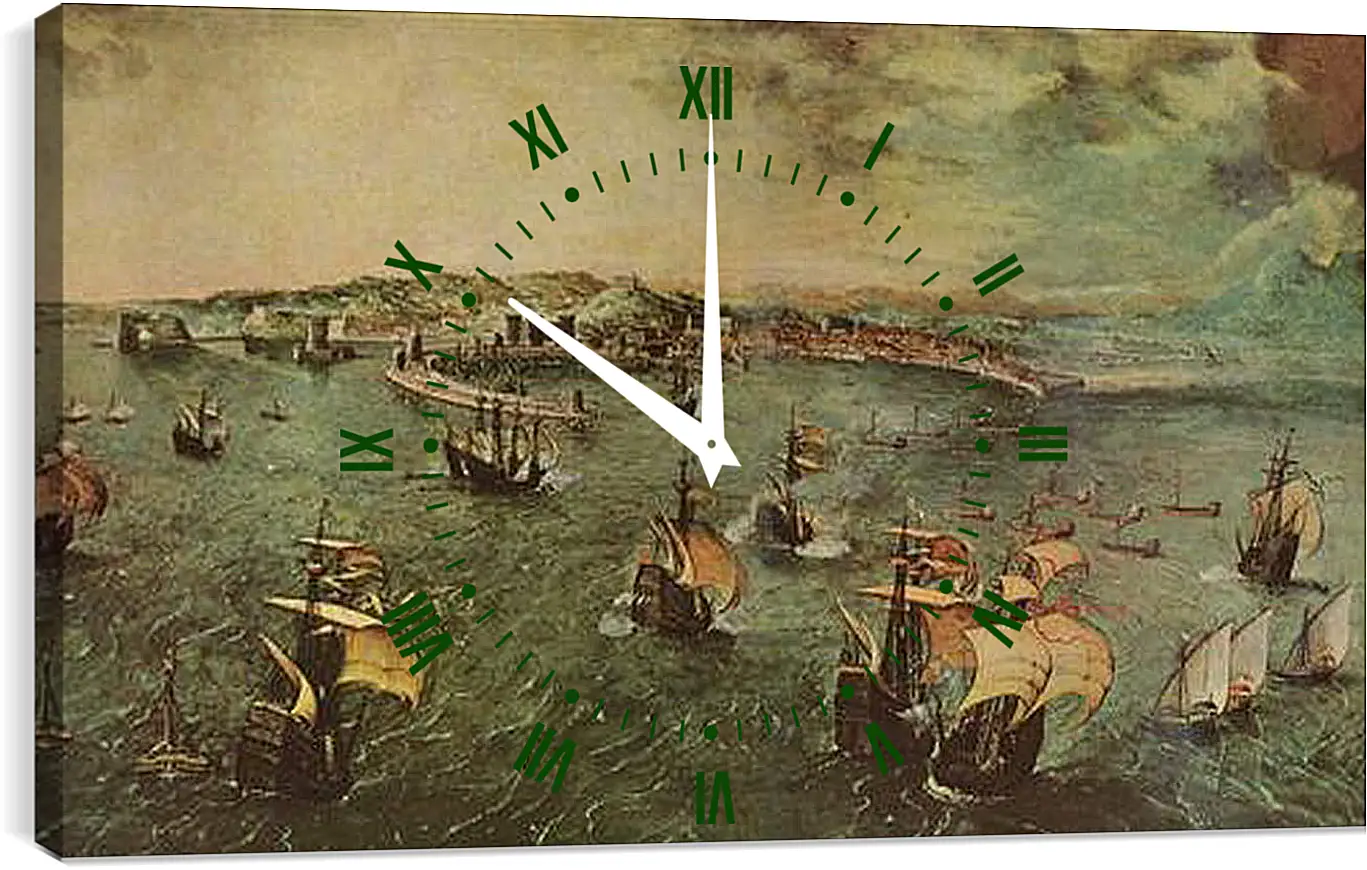 Часы картина - Hafen von Neapel. Брейгель Питер Старший