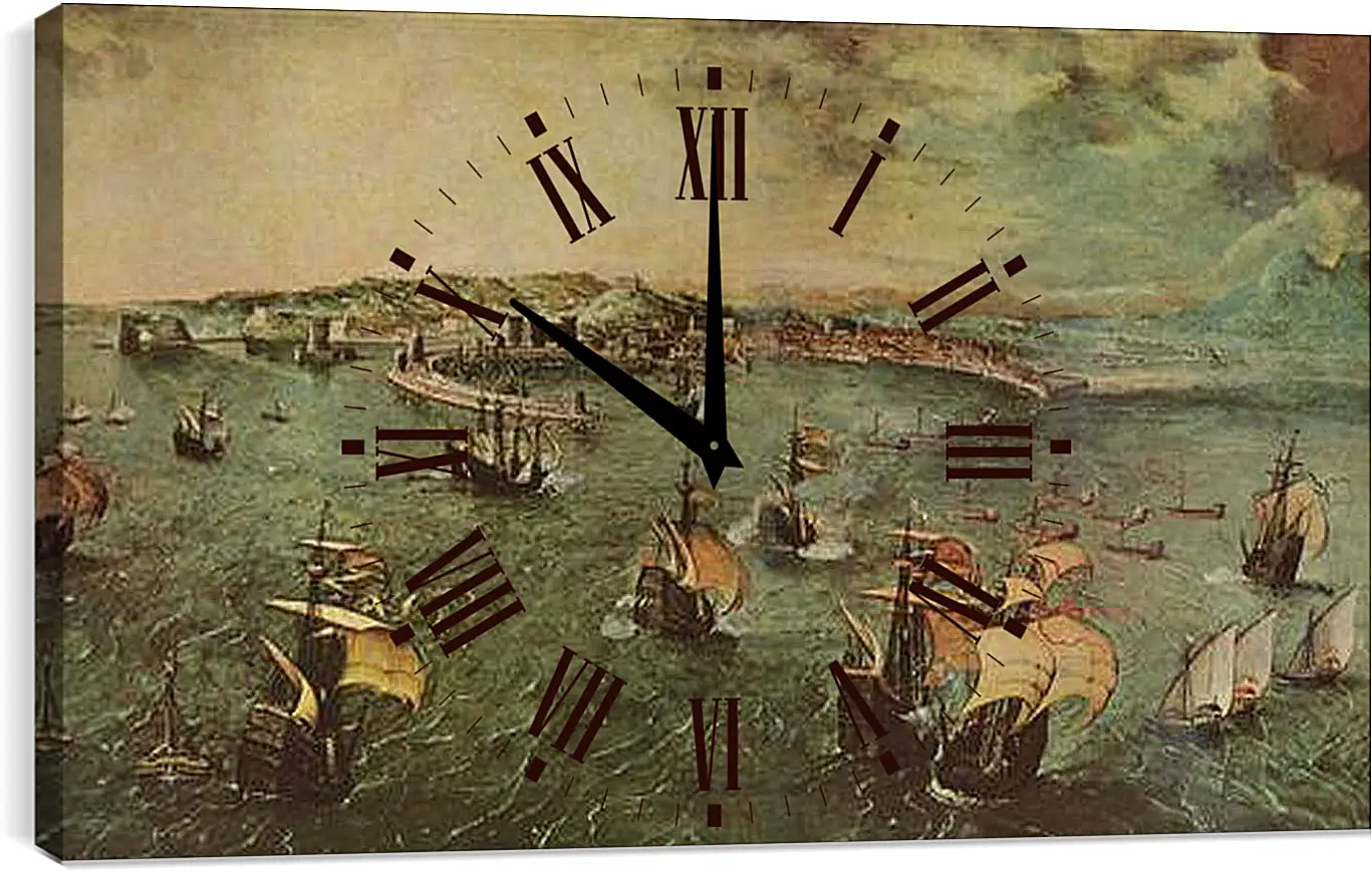 Часы картина - Hafen von Neapel. Брейгель Питер Старший