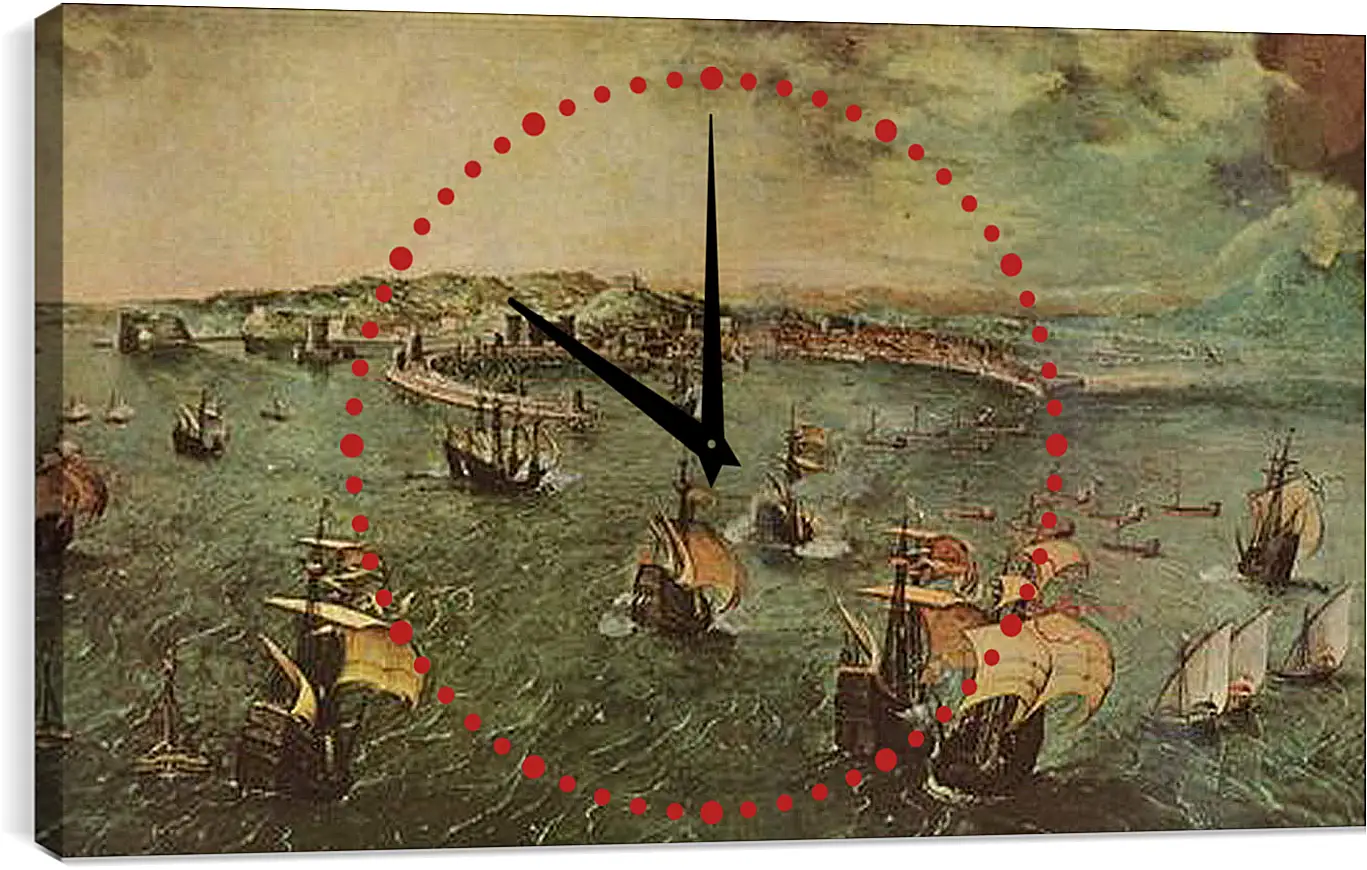 Часы картина - Hafen von Neapel. Брейгель Питер Старший