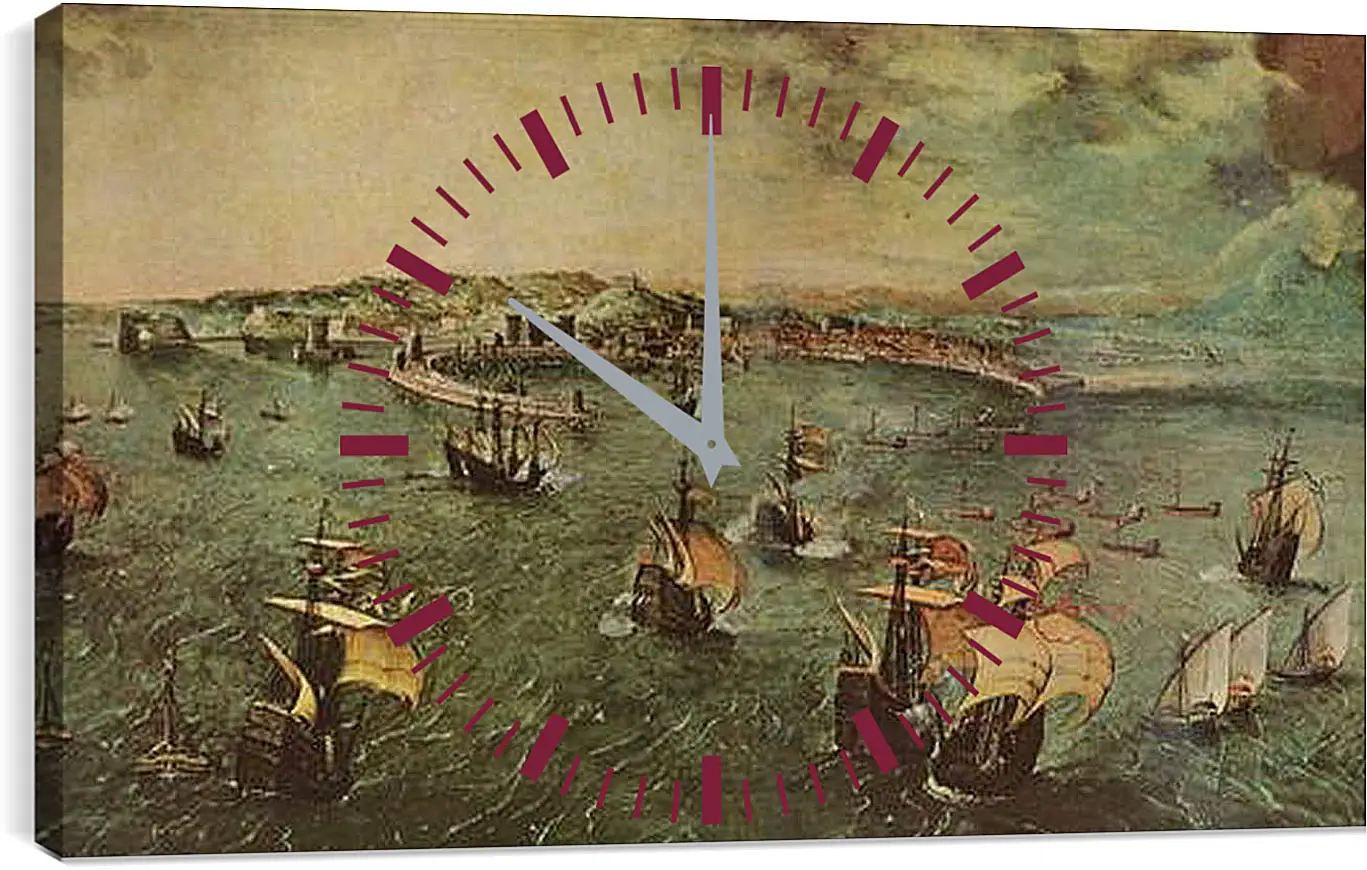 Часы картина - Hafen von Neapel. Брейгель Питер Старший