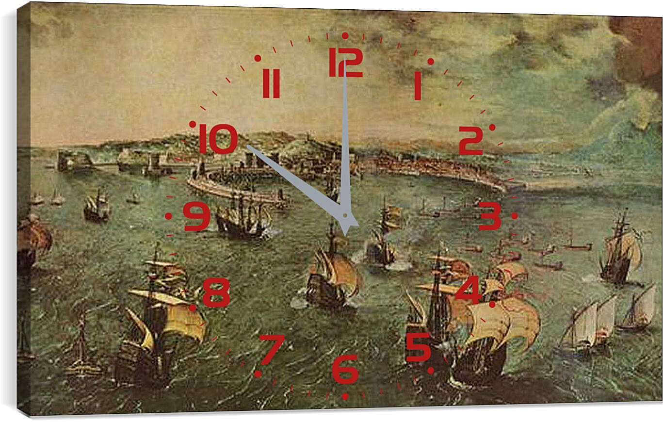 Часы картина - Hafen von Neapel. Брейгель Питер Старший
