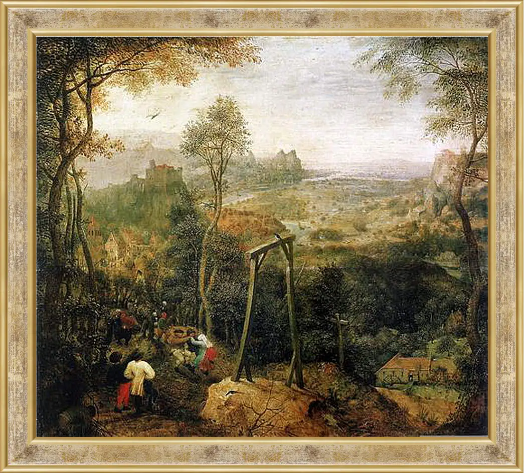 Картина в раме - Die Elster auf dem Galgen. Брейгель Питер Старший