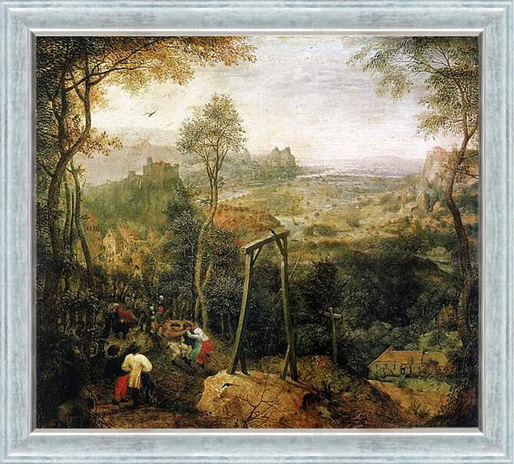 Картина в раме - Die Elster auf dem Galgen. Брейгель Питер Старший