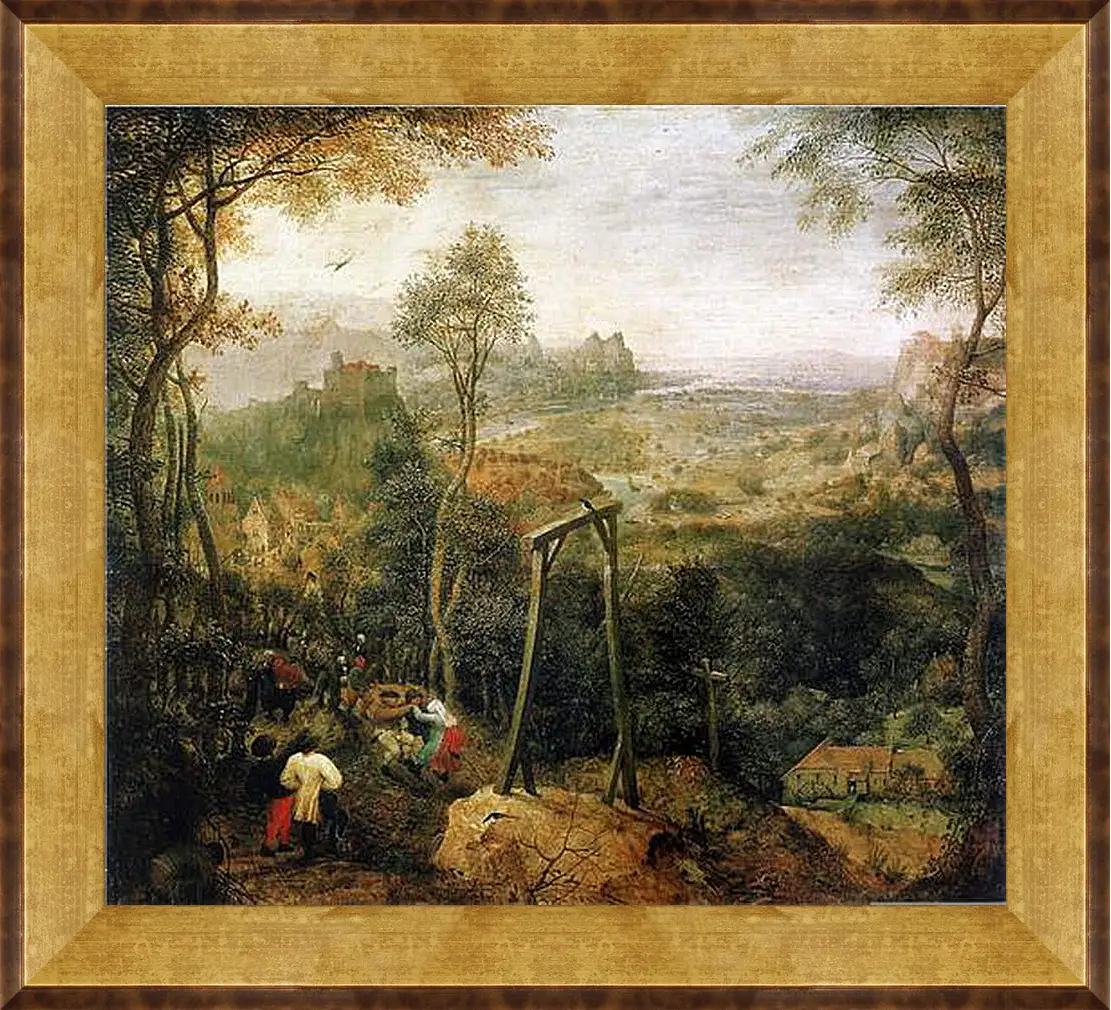 Картина в раме - Die Elster auf dem Galgen. Брейгель Питер Старший