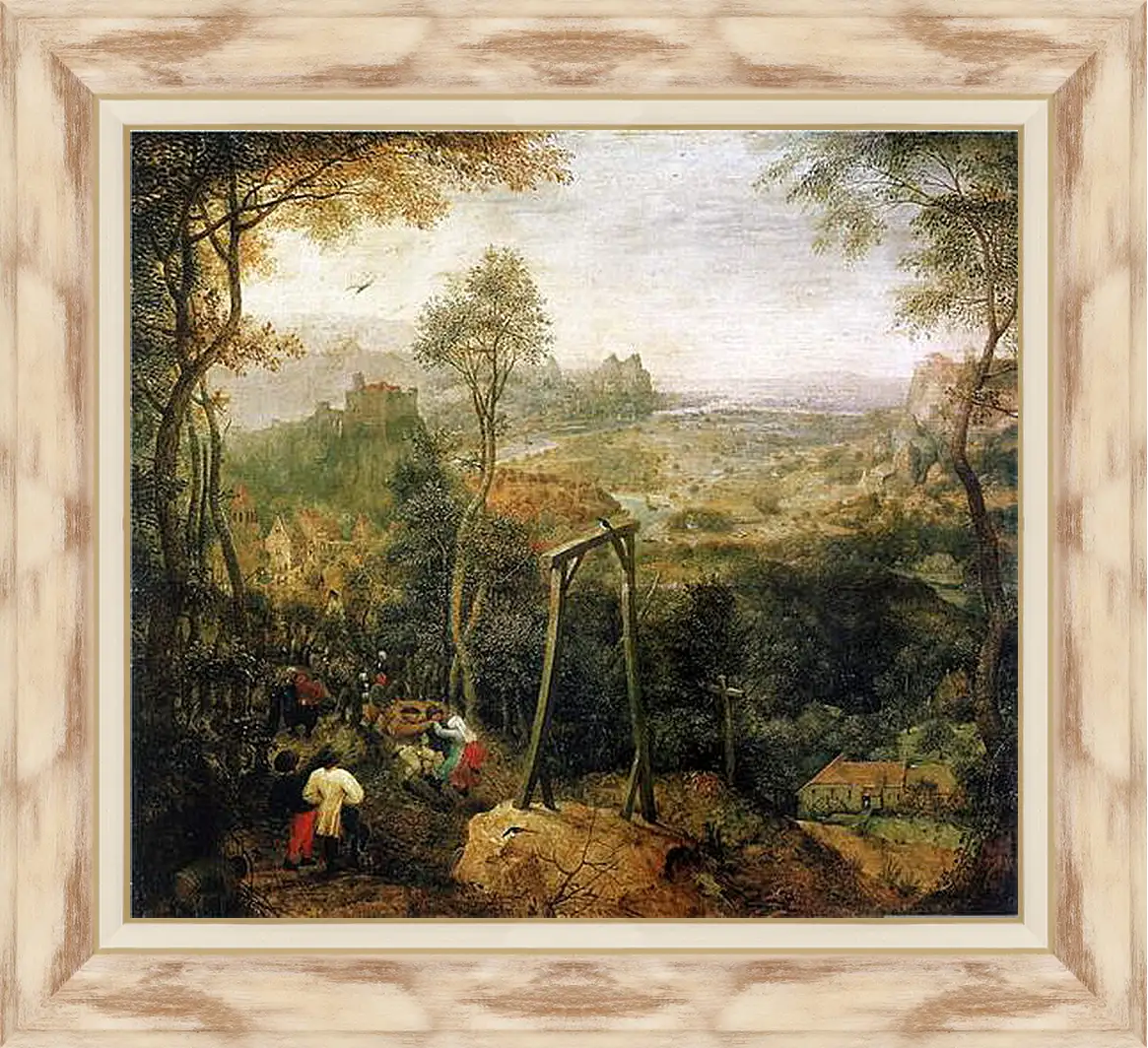Картина в раме - Die Elster auf dem Galgen. Брейгель Питер Старший