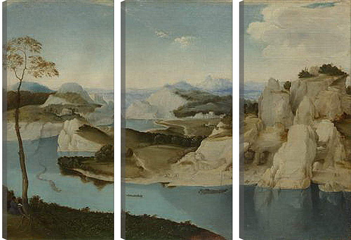 Модульная картина - Landscape - A River among Mountains. Брейгель Питер Старший
