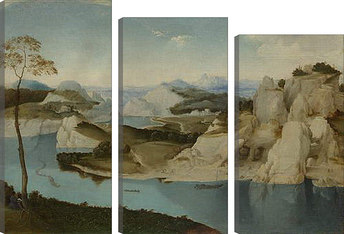 Модульная картина - Landscape - A River among Mountains. Брейгель Питер Старший
